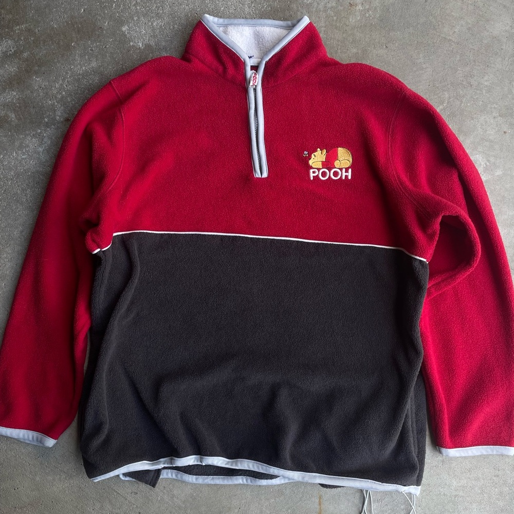 Vintage 90s Winnie the Pooh Disney 100 Acres Qtr Zip Fleece